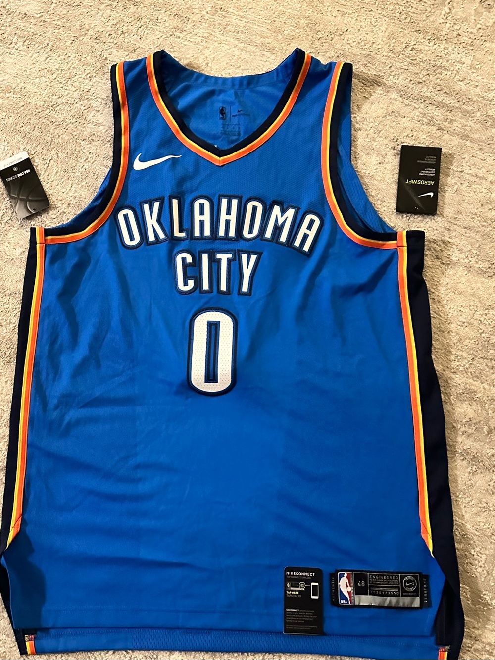 Authentic Nike Oklahoma City Thunder Russell Westbrook Sz 48 Large NBA Jersey